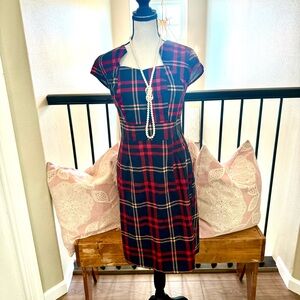 Grace Karin blue and red tartan pencil dress plaid